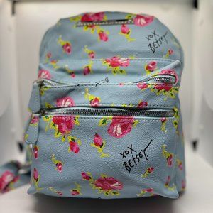 Betsey Johnson backpack blue with pink floral print